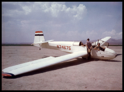 Sailplane N74675
                    with the author in the front seat.