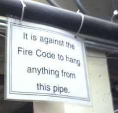sign on pipe